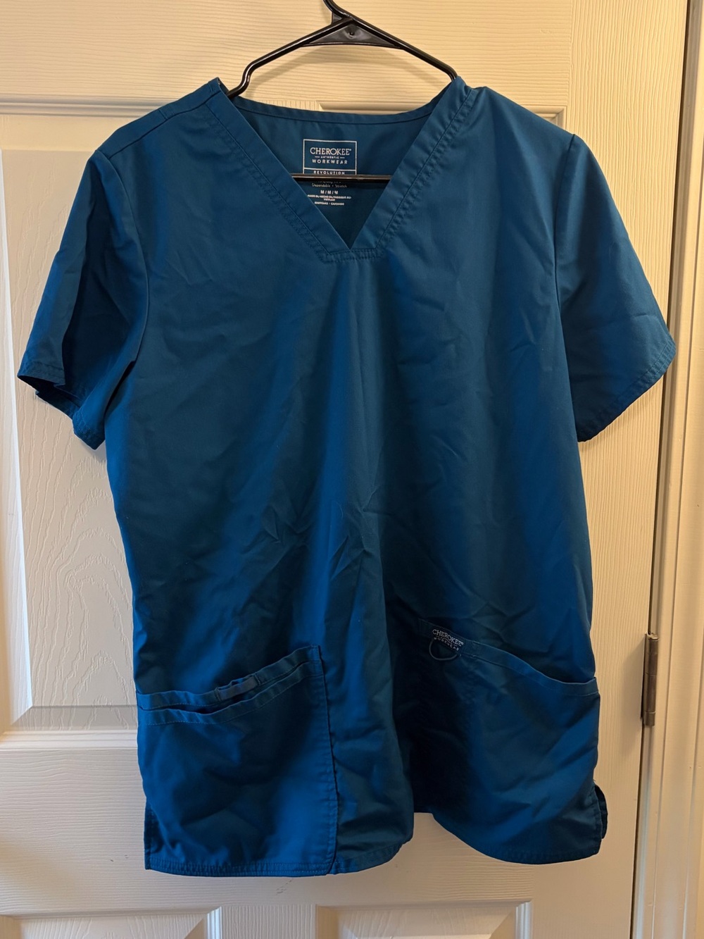 Cherokee Revolution Caribbean Blue V-Neck Scrub Top